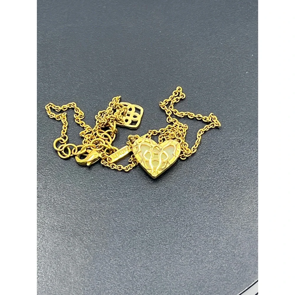 KENDRA‎ SCOTT Ari Heart Necklace Gold Plated Opal Stone